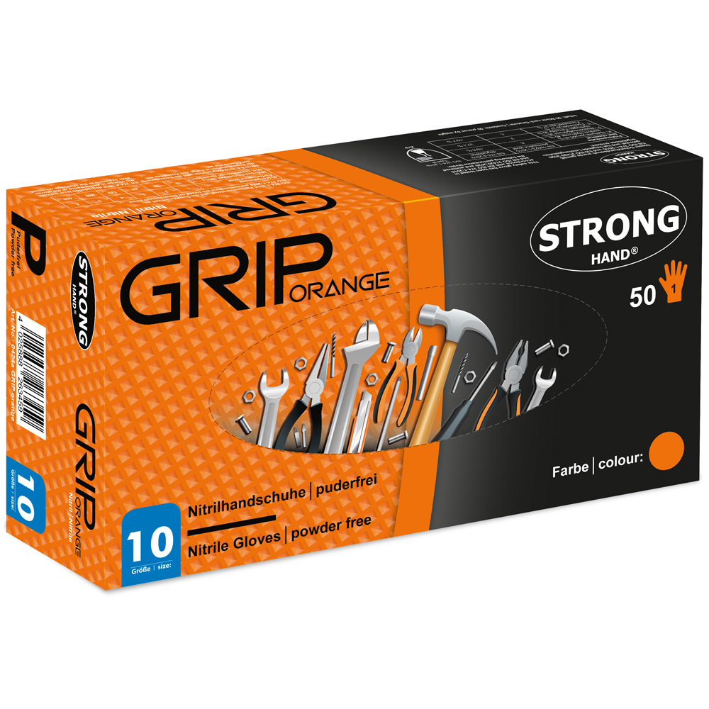 2512-StrongHand Nitril Handschoen Wegwerp Handschoen Grip Oranje Bilateraal Draagbaar W